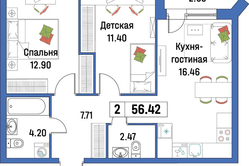 квартира р-н Всеволожский г Мурино ул Екатерининская 17 фото 1