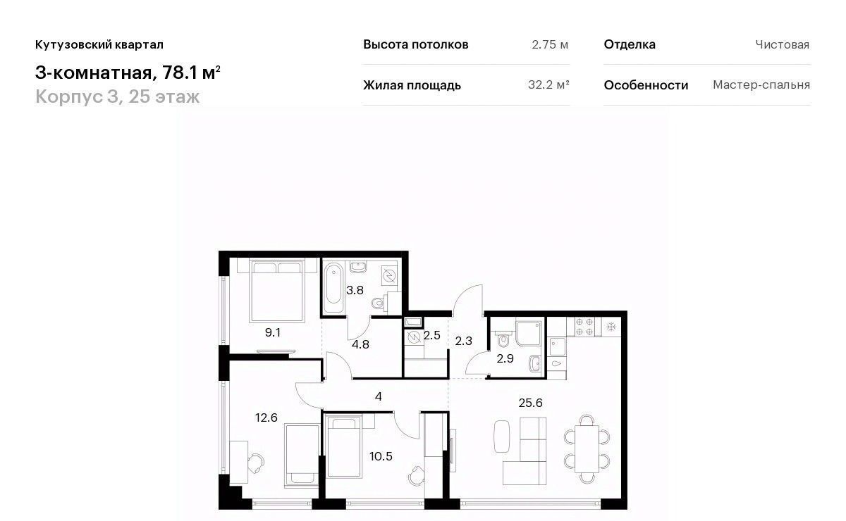 квартира г Москва метро Кунцевская 48-й кв-л, Кутузовский Квартал жилой комплекс фото 1