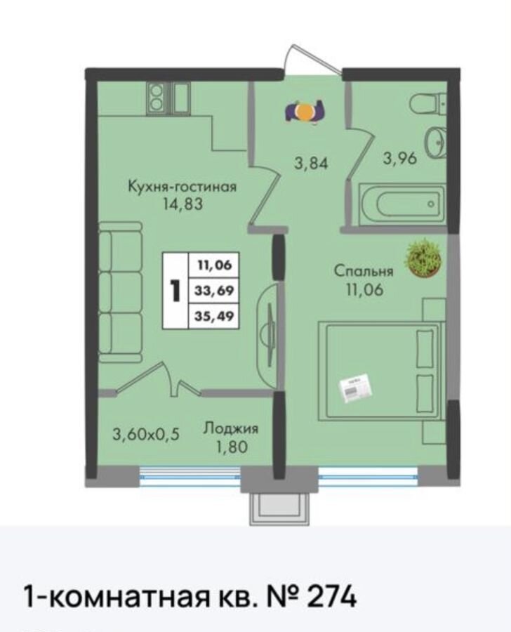 квартира г Краснодар р-н Прикубанский ул им. генерала Брусилова 1/1 д. 5 фото 1