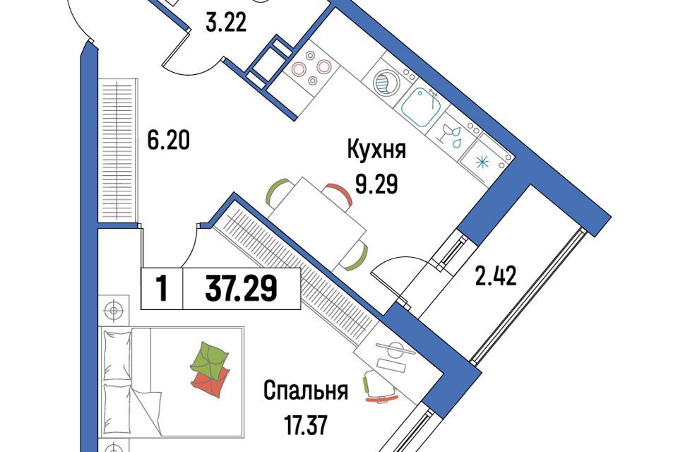 квартира р-н Всеволожский г Мурино ул Екатерининская 17 фото 1