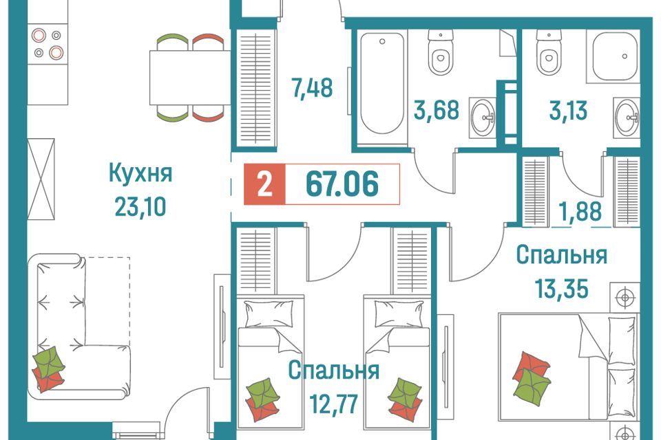 квартира р-н Всеволожский г Мурино ул Екатерининская 16/5 фото 1