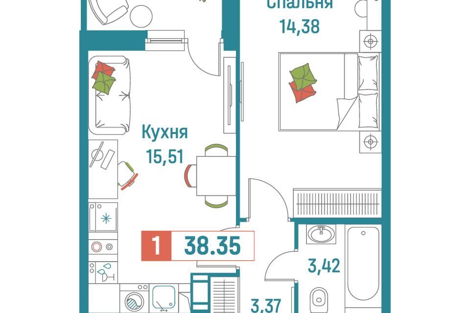 квартира р-н Всеволожский г Мурино ул Екатерининская 16/5 фото 1