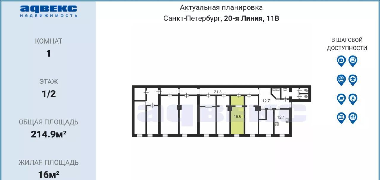 комната г Санкт-Петербург ул 20-я линия В.О. 11 Горный институт фото 2