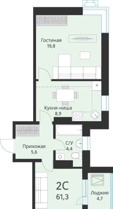 квартира г Новосибирск р-н Калининский ул Объединения 28 фото 3