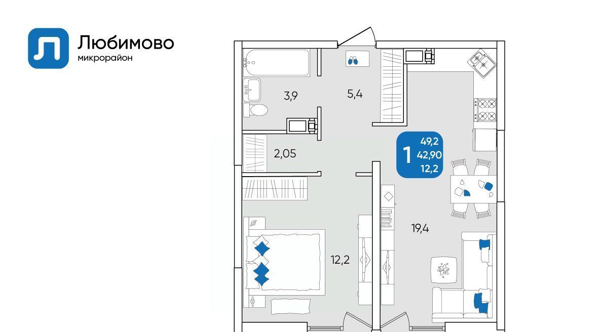 квартира г Краснодар р-н Прикубанский мкр Любимово 7/1 фото 1