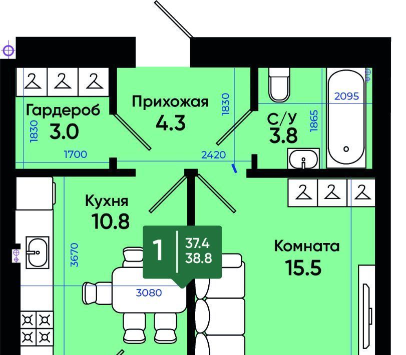 квартира г Батайск ул Олимпийское Кольцо 36к/13 фото 1