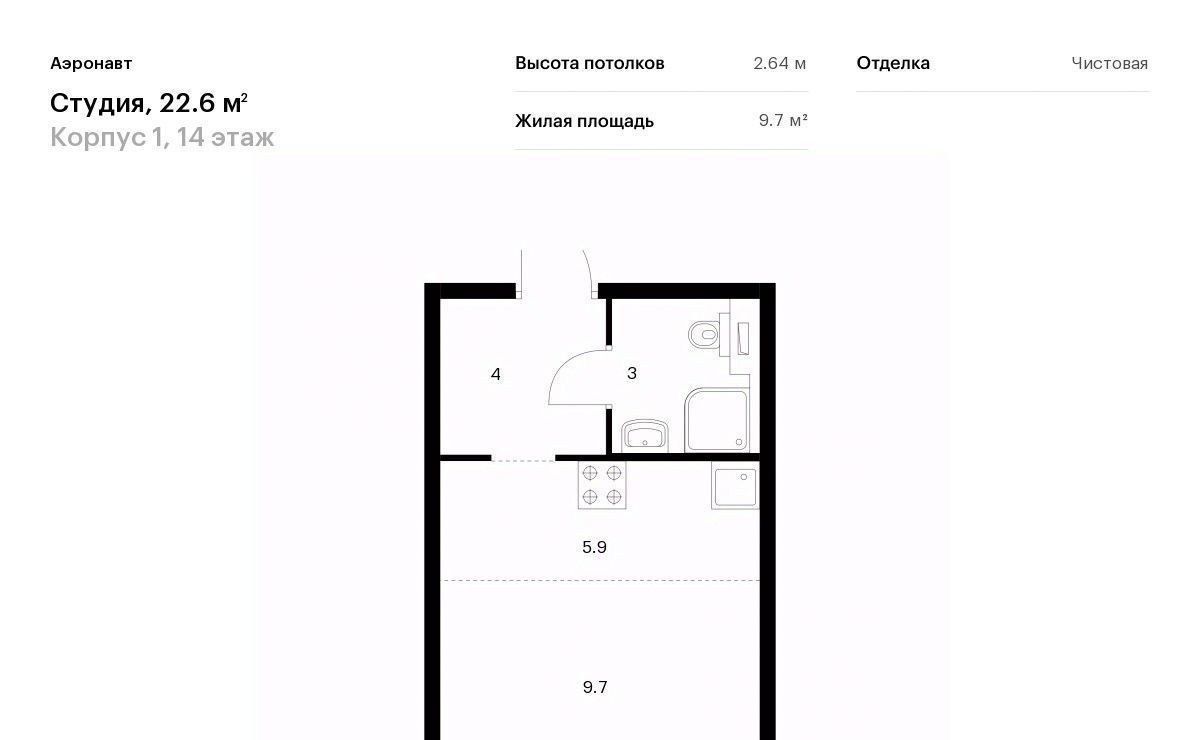 квартира г Санкт-Петербург метро Обводный Канал 1 ЖК Аэронавт 1 фото 1