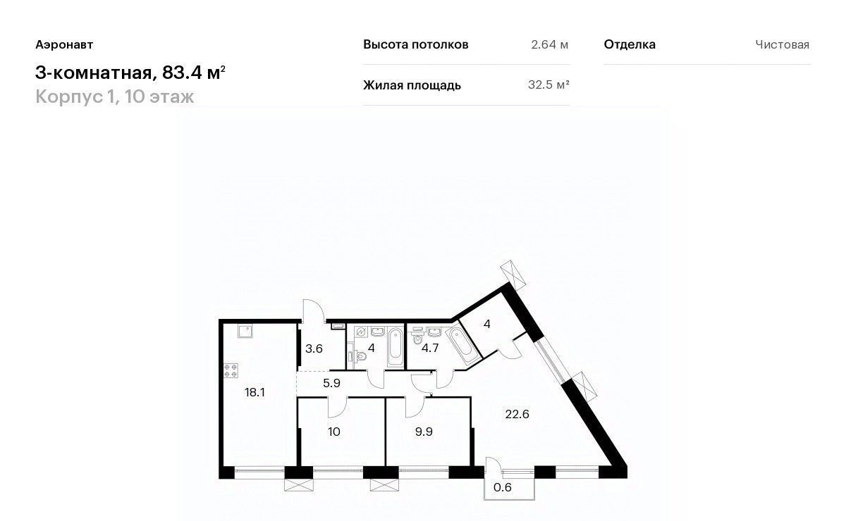 квартира г Санкт-Петербург метро Обводный Канал 1 ЖК Аэронавт 1 фото 1