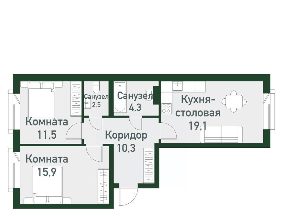 квартира п Западный р-н мкр Привилегия ул Спортивная 20 Кременкульское с/пос фото 1