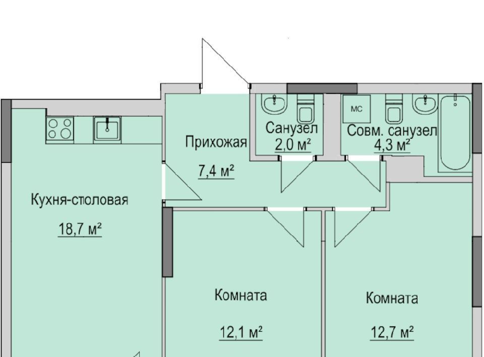 квартира г Ижевск р-н Первомайский ЖК Ключевой Ключевой Поселок мкр, Поселок 83А жилой комплекс фото 1