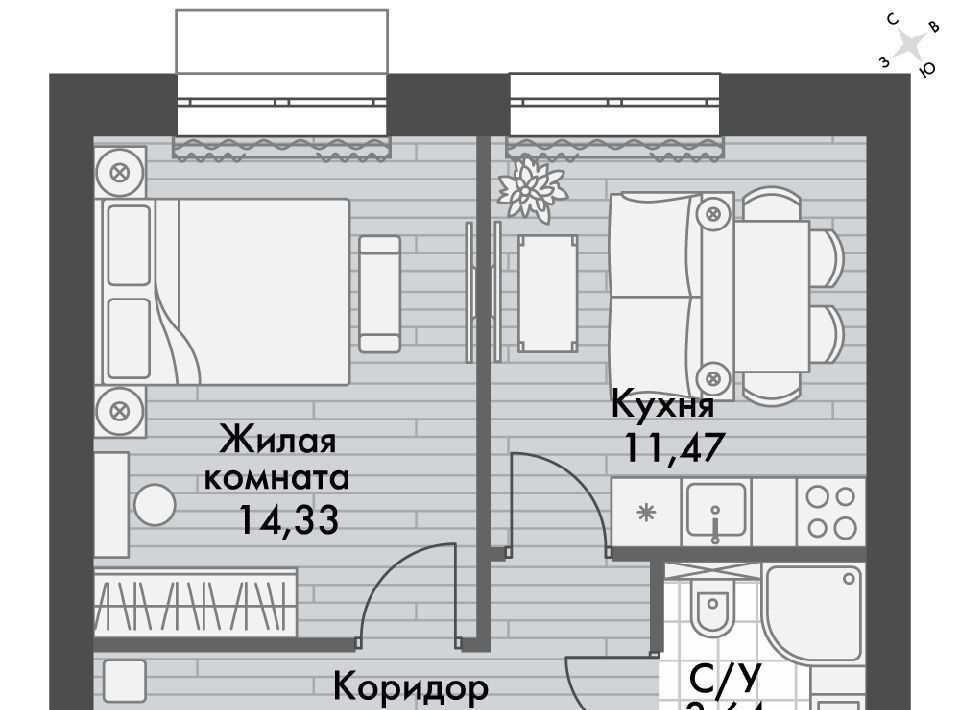 квартира р-н Зеленодольский п Октябрьский Октябрьское с/пос, Северный Вокзал фото 1