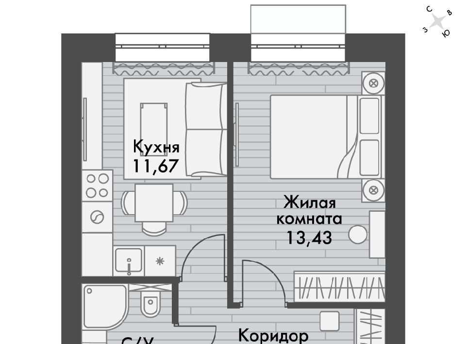 квартира р-н Зеленодольский п Октябрьский Октябрьское с/пос, Северный Вокзал фото 1