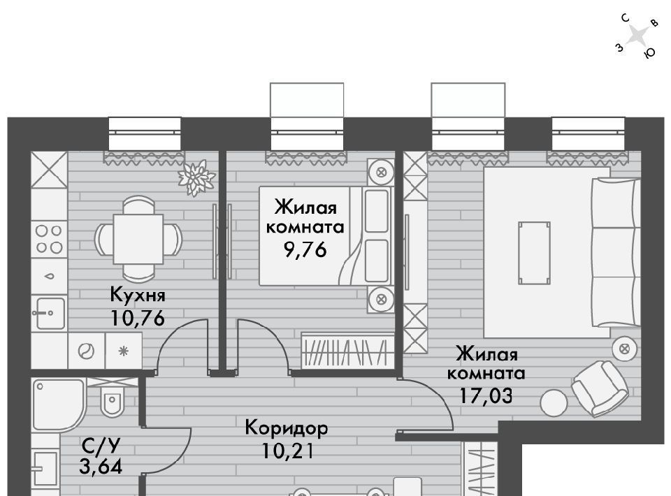 квартира р-н Зеленодольский п Октябрьский Октябрьское с/пос, Северный Вокзал фото 1