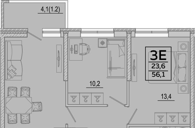 квартира г Краснодар р-н Прикубанский ул им. Героя Георгия Бочарникова 2/1 фото 3