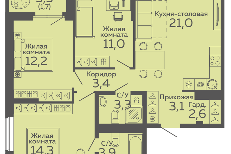 квартира г Екатеринбург б-р Новосинарский 4 Екатеринбург, муниципальное образование фото 1