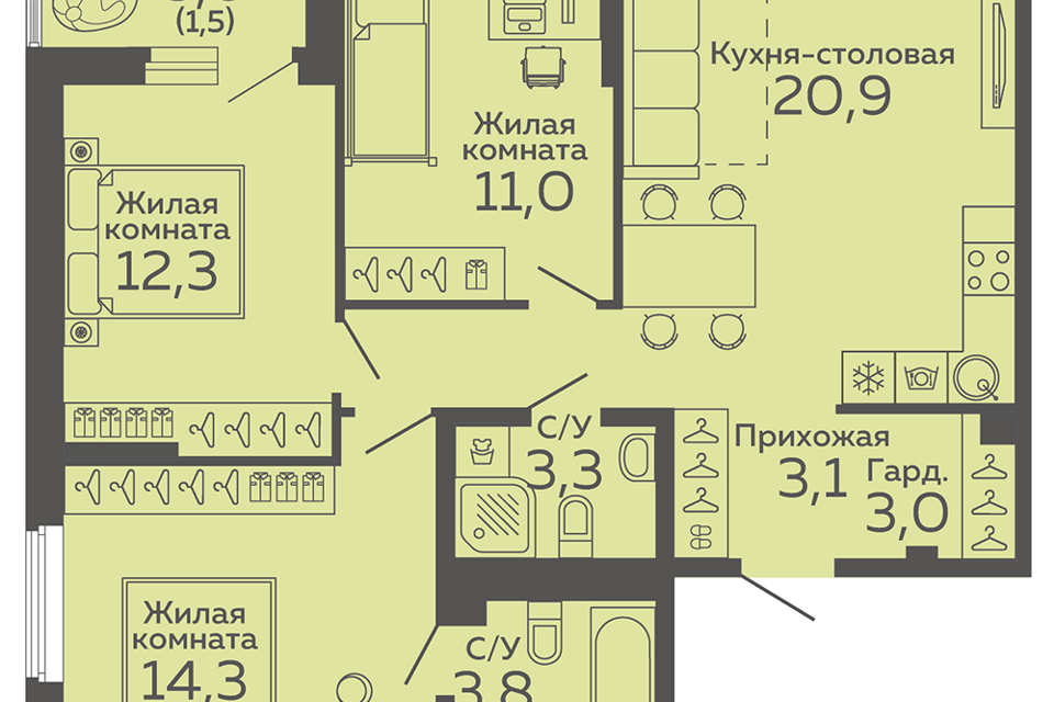 квартира г Екатеринбург б-р Новосинарский 4 Екатеринбург, муниципальное образование фото 1