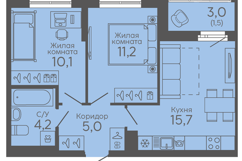 квартира г Екатеринбург б-р Новосинарский 4 Екатеринбург, муниципальное образование фото 1