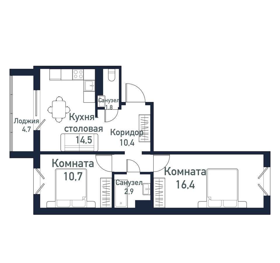 квартира г Челябинск Западный ЖК «Притяжение» 4 ул. им. ефрейтора Потехина фото 1