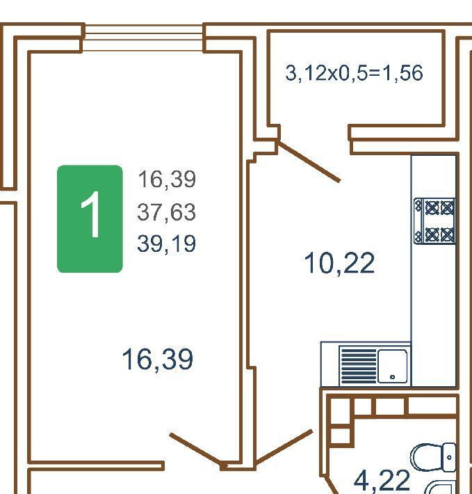 квартира г Краснодар р-н Прикубанский ул им. Кирилла Россинского 3/2к 1 фото 2