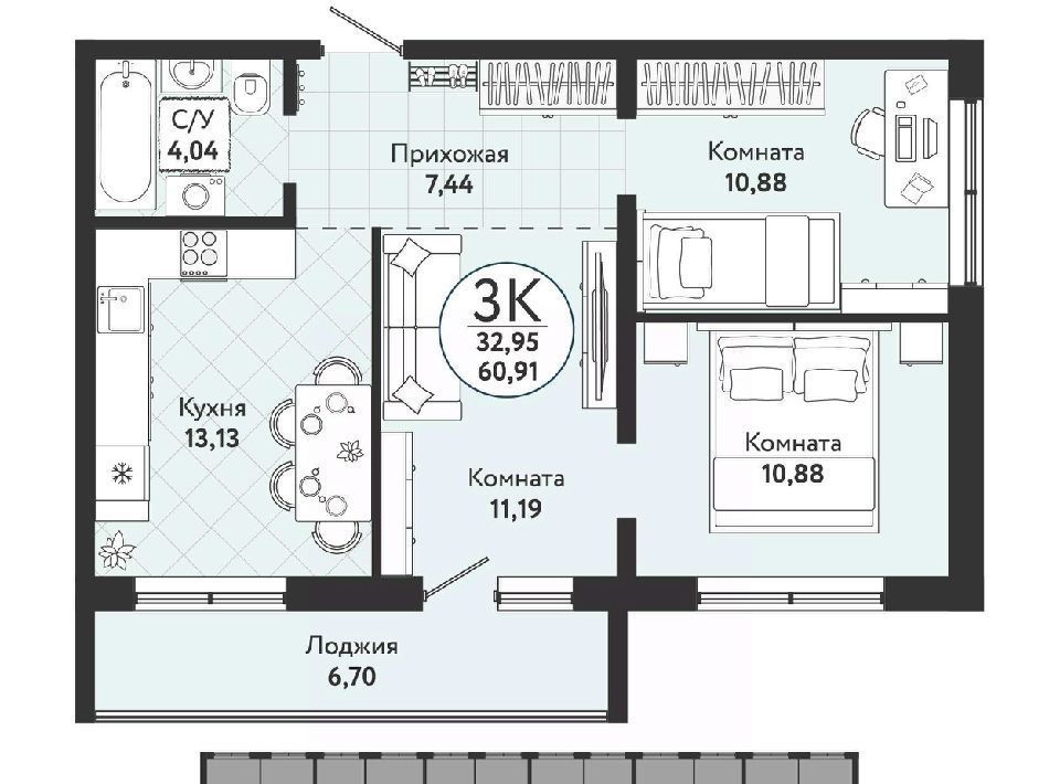 квартира г Новосибирск Студенческая ЖК «Одоевский» 4 фото 1