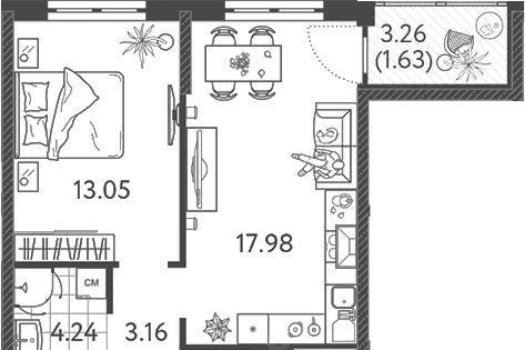 квартира г Краснодар р-н Прикубанский ул им. Кудухова Б.С. 3 фото 1