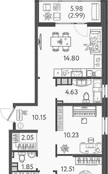 квартира г Краснодар р-н Прикубанский ул им. Кудухова Б.С. 3 фото 1