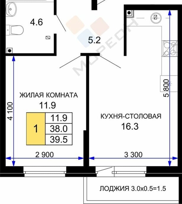 квартира г Краснодар ул Дубравная 1 фото 6