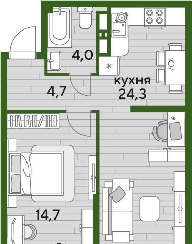 квартира г Краснодар р-н Прикубанский Догма Парк мкр фото 4