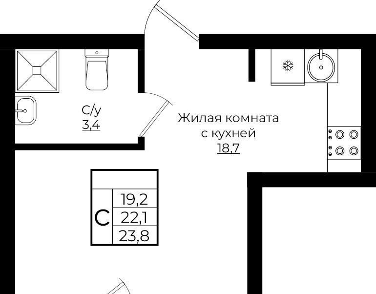 квартира г Краснодар р-н Прикубанский ЖК «Европа-Сити» фото 1