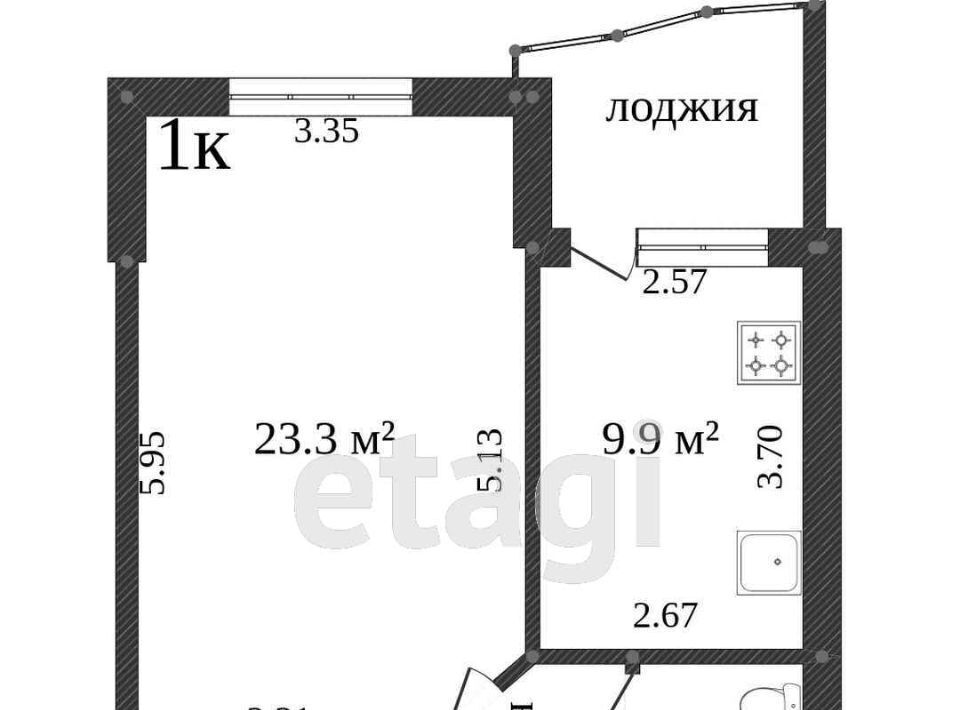 квартира г Белгород Восточный ул им Шумилова М.С. 12 микрорайон «Новый-2» фото 13