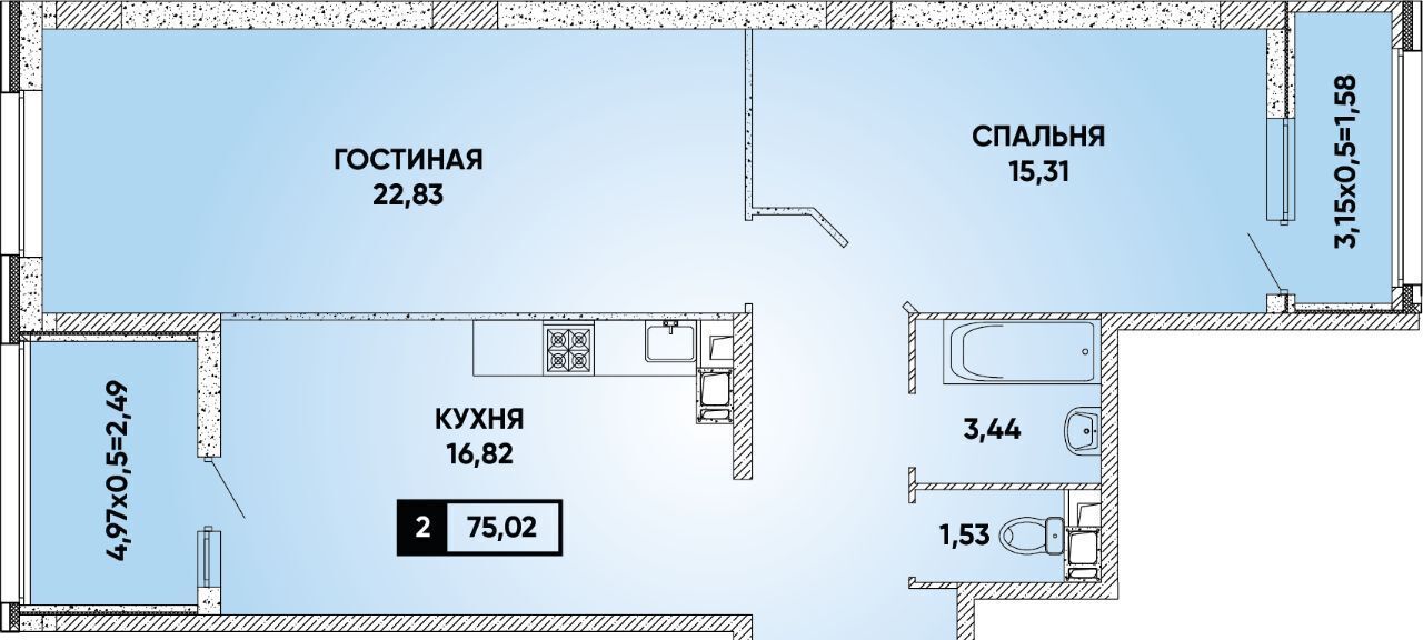 квартира г Краснодар р-н Прикубанский ЖК Архитектор фото 1