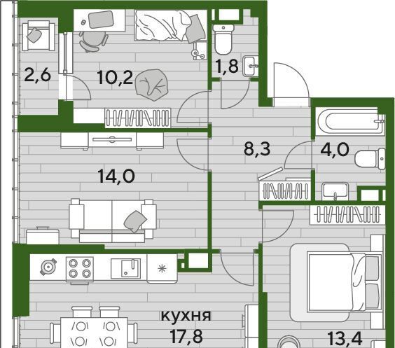 квартира г Краснодар р-н Прикубанский Догма Парк мкр фото 1