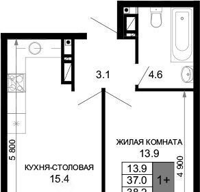 квартира г Краснодар р-н Прикубанский ЖК «Дыхание» фото 1