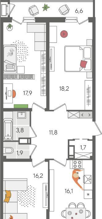 квартира г Краснодар р-н Карасунский ул Новороссийская 88 фото 1