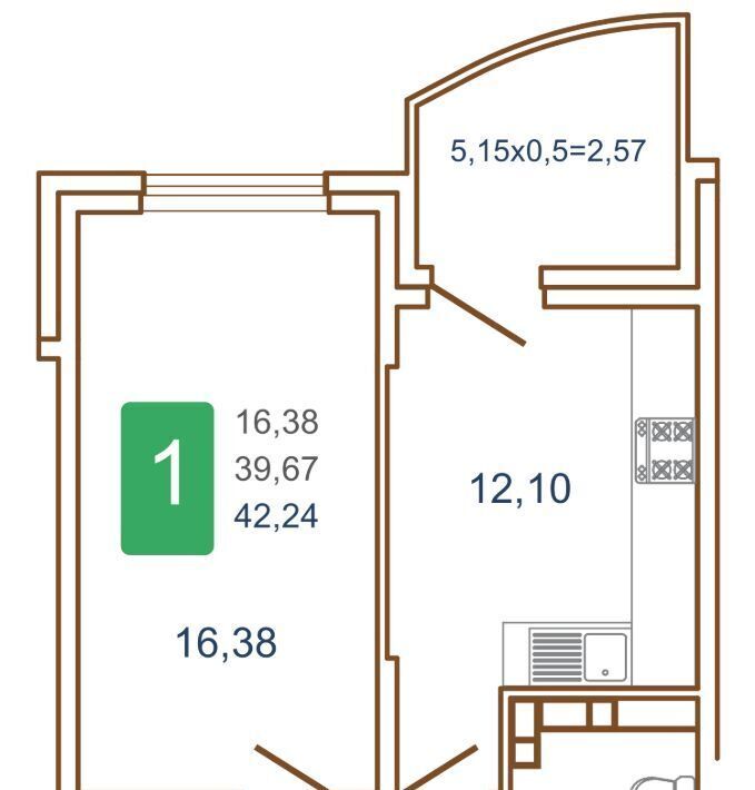 квартира г Краснодар р-н Прикубанский ул им. Кирилла Россинского 3/1к 1 фото 1