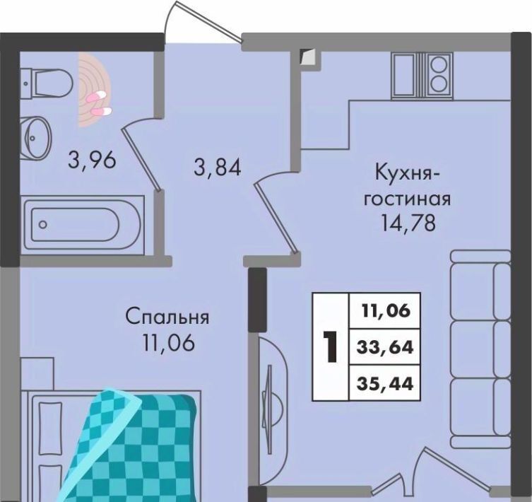 квартира г Краснодар р-н Прикубанский ул им. генерала Брусилова 1/1 5 лит фото 1