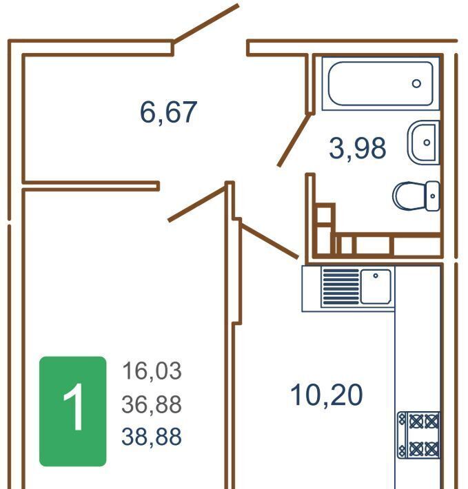 квартира г Краснодар р-н Прикубанский ул им. Кирилла Россинского 3/1к 1 фото 3