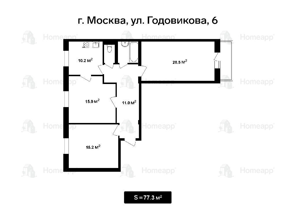 квартира г Москва ул Годовикова 6 фото 16