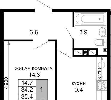 квартира г Краснодар р-н Прикубанский ЖК «Дыхание» фото 1