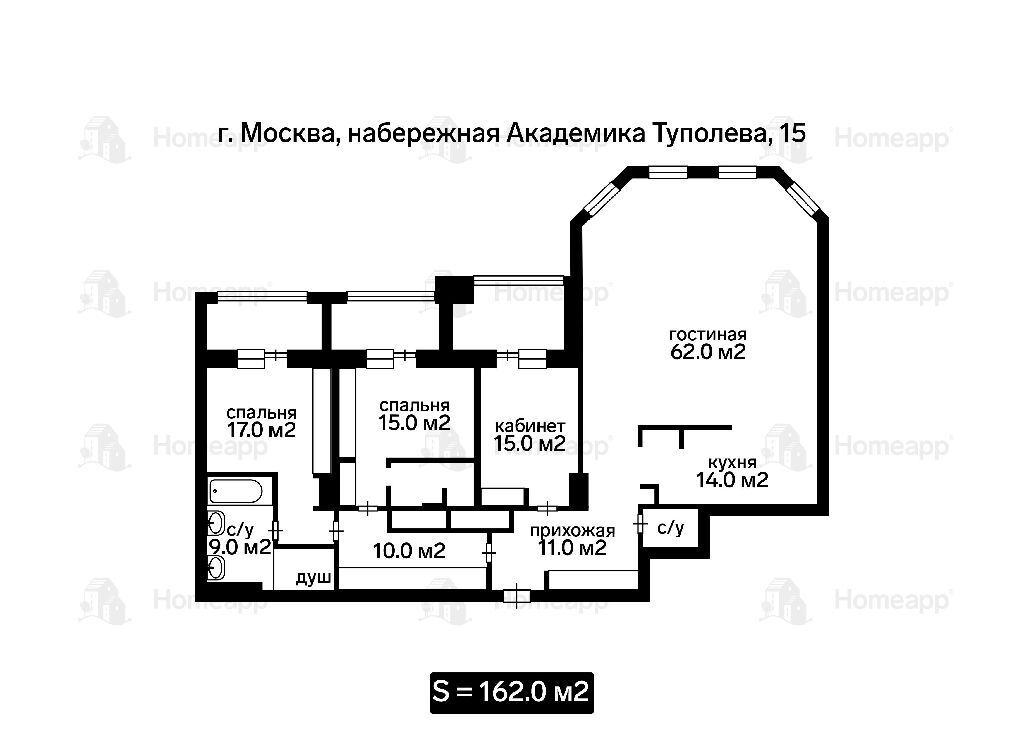 квартира г Москва метро Курская Курская метро МЦД-2, МЦД-2, метро МЦД-2 Центральный адм. округ Академика Туполева наб., 15 фото 29