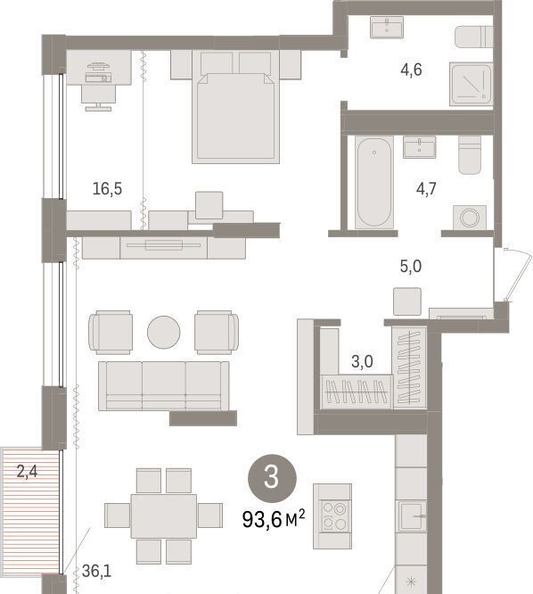 квартира г Омск р-н Кировский Кварталы Драверта 3 фото 1