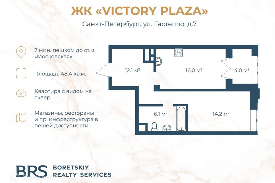 квартира г Санкт-Петербург ул Гастелло 7 Московский район фото 2