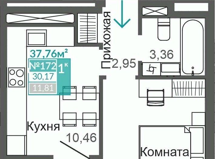 квартира г Симферополь р-н Киевский Крымская Роза ЖК «Абрикос 2» фото 1