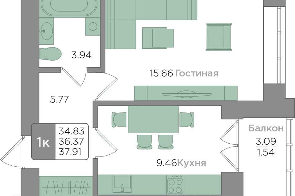 квартира г Калининград ул Батальная 94 городской округ Калининград фото 1