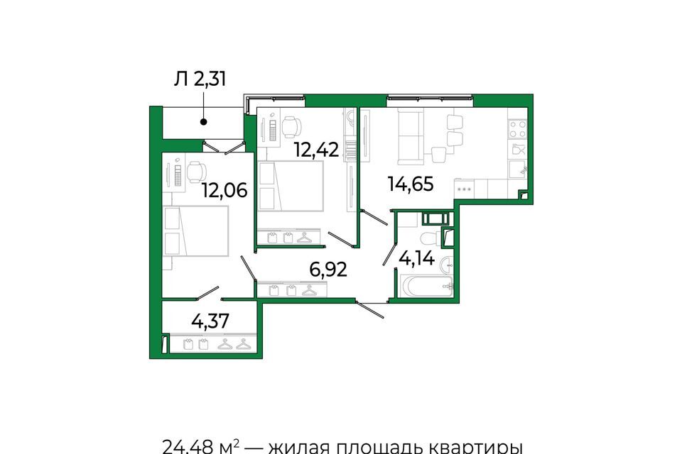 квартира р-н Всеволожский г Сертолово жилой комплекс Сертолово Парк фото 1