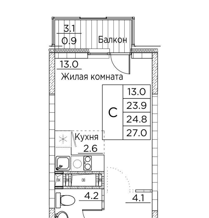 квартира г Владивосток р-н Ленинский ул Расула Гамзатова 7к/2 фото 1