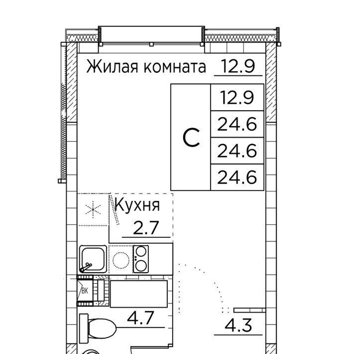 квартира г Владивосток р-н Ленинский ул Расула Гамзатова 7к/2 фото 1