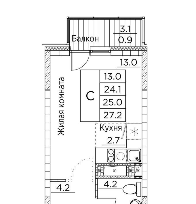 квартира г Владивосток р-н Ленинский ул Расула Гамзатова 7к/2 фото 1