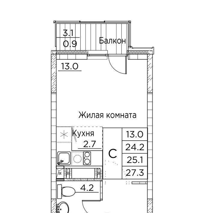 квартира г Владивосток р-н Ленинский ул Расула Гамзатова 7к/2 фото 1