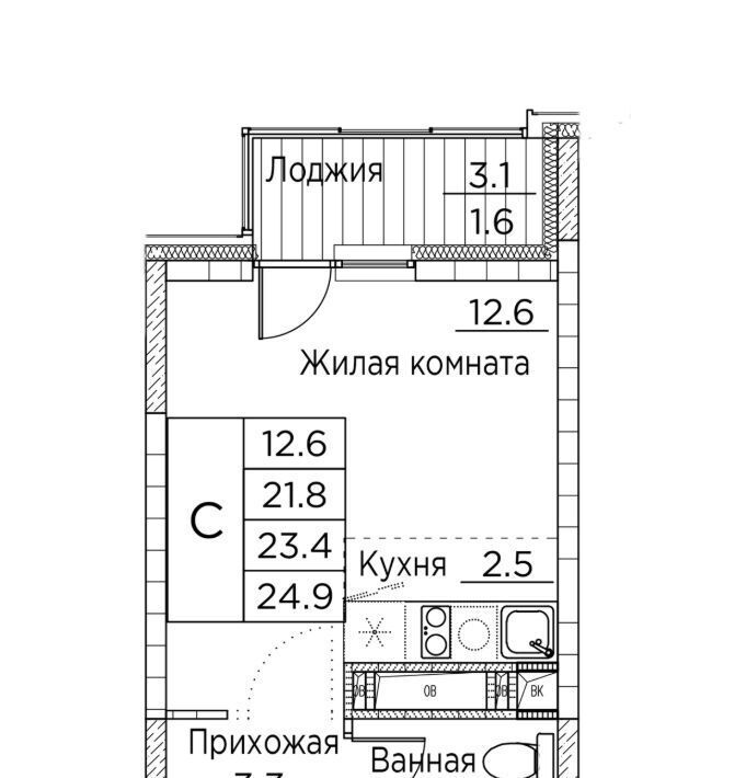 квартира г Владивосток р-н Ленинский ул Расула Гамзатова 7к/2 фото 1